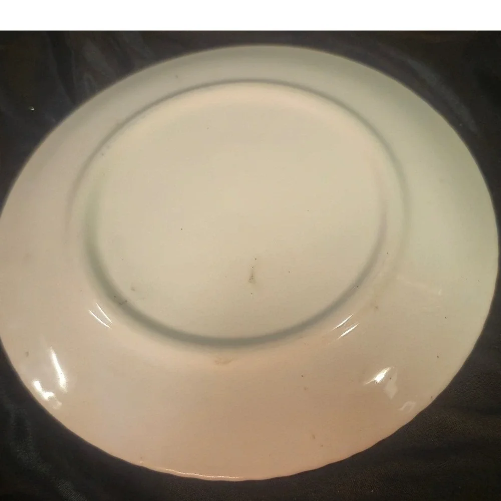 Vintage Hand Painted Floral Ceramic Bread Plate Scalloped Edge Blue Yellow 6.25